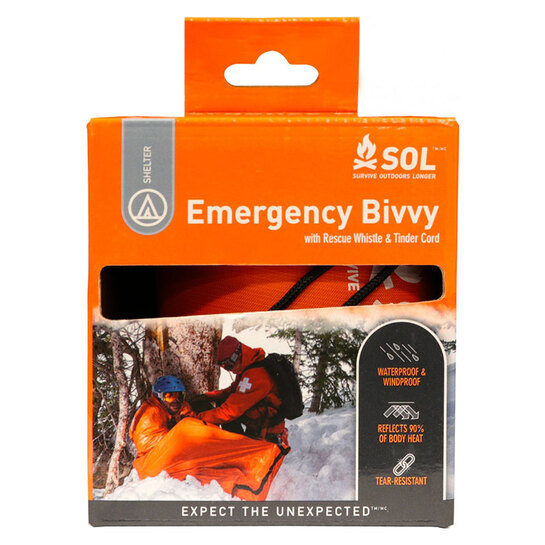 SOL Survival Emergency Bivvy with Rescue Whistle - Survival Orange