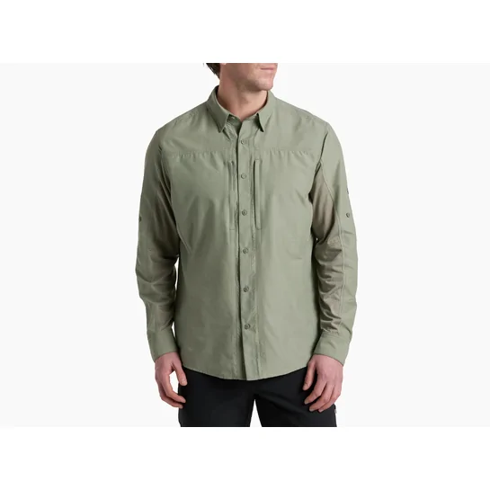 Kuhl Airspeed Men's Long Sleeve Shirt Feather Grey Zippered Front Pocket M