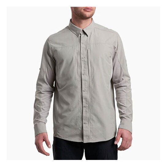 Kuhl Airspeed Men's Long Sleeve Shirt Cloud Gray Zippered Front Pocket M