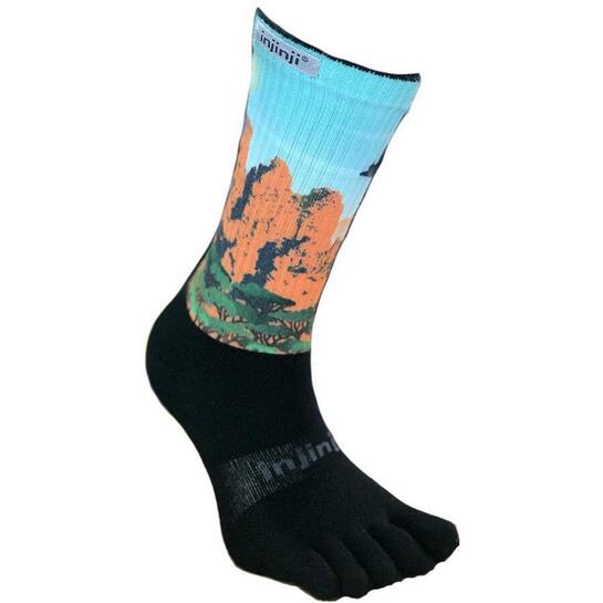 Injinji Trail Mid-Weight Crew Picture Toe Sock Three Sisters L 
