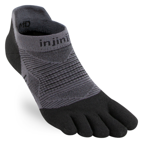 Injinji Run Lightweight No-Show Toe Sock Black/Grey S