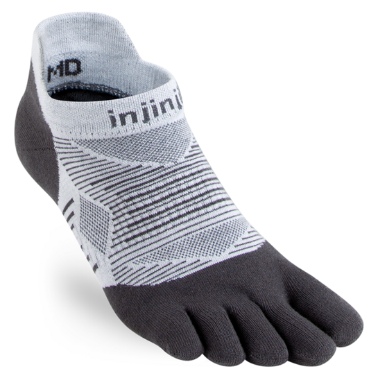 Injinji Run Lightweight No-Show Toe Sock Grey/Charcoal L