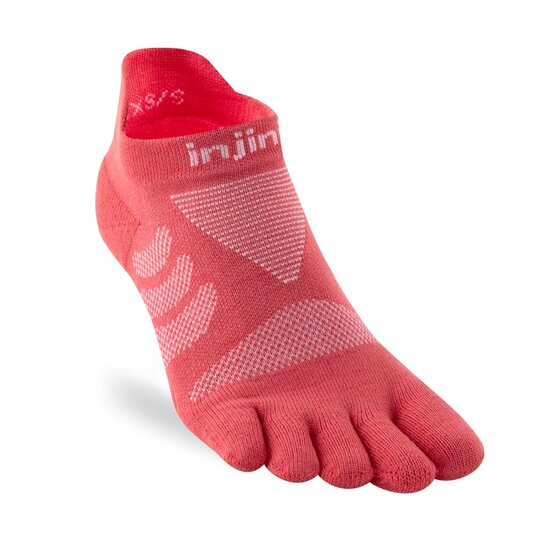 Injinji Women's Ultra Run No Show Toe Socks Coral M/L