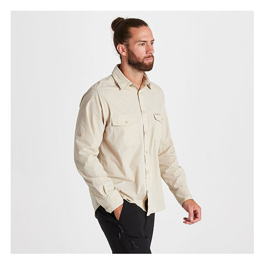 Craghoppers Men's Kiwi Long Sleeved Shirt Oatmeal M