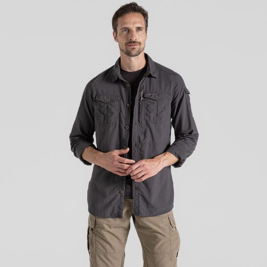 Craghoppers Men's Nosilife Adventure Long Sleeved Shirt III Black Pepper S