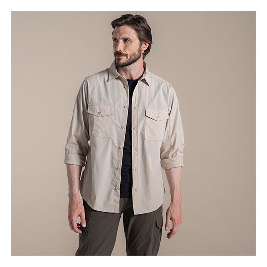 Craghoppers Men's Kiwi II Long Sleeved Shirt Oatmeal L