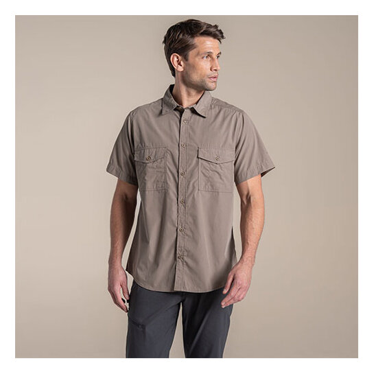 Craghoppers Men's Kiwi II Short Sleeved Shirt Pebble S