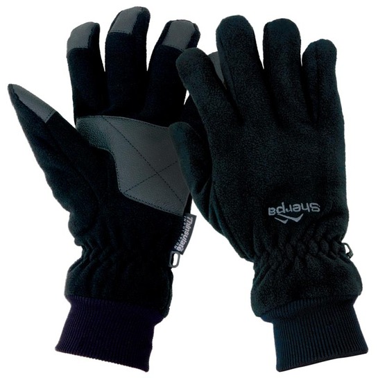 Sherpa Full Fingered Fleece Glove Black L 