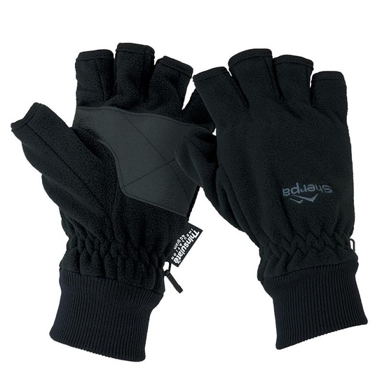 Sherpa Fingerless Fleece Glove Black L 