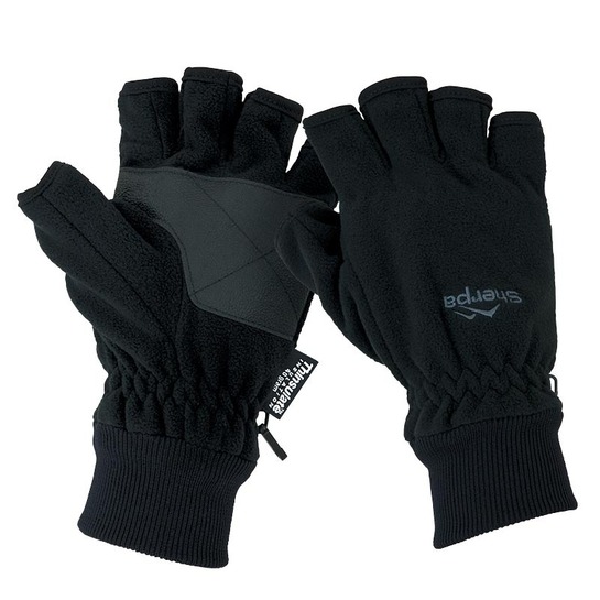 Sherpa Fingerless Fleece Glove Black M 