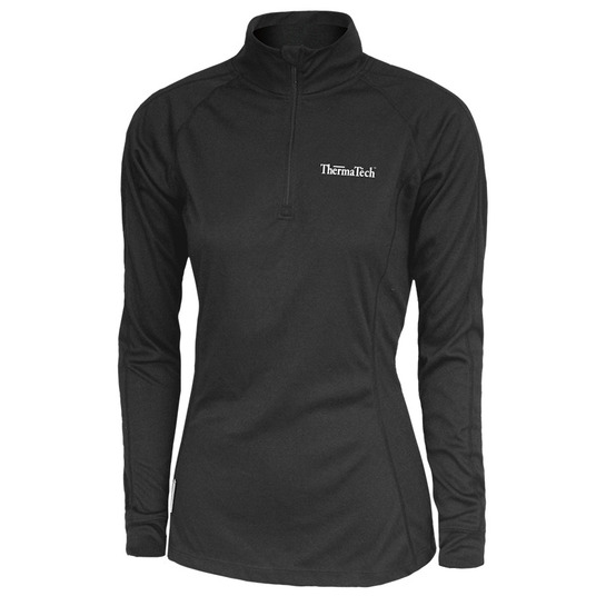 Thermatech Womens Ultra Long Sleeve 1/4 Zip Midlayer Top Black L