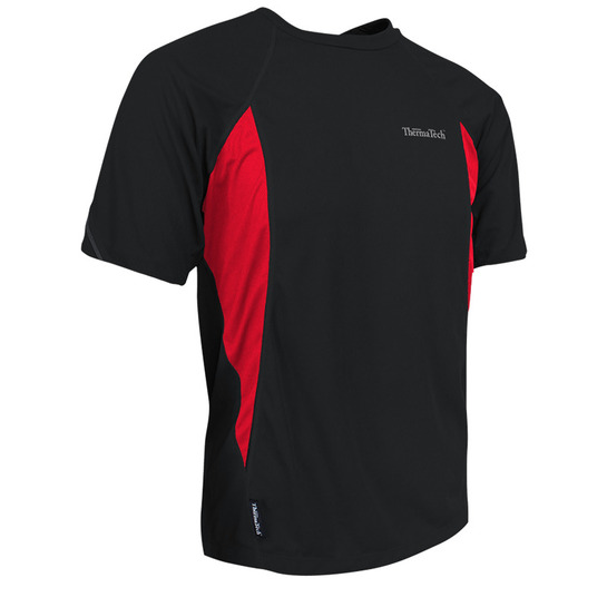 ThermaTech Mens UPF50 Performance T-Shirt Black/Red XS