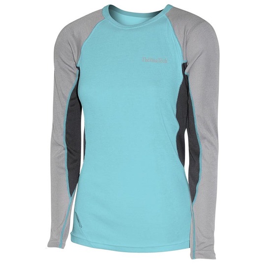 Thermatech Womens Ultra Long Sleeve Thermal Top Aqua/Grey/Charcoal XS