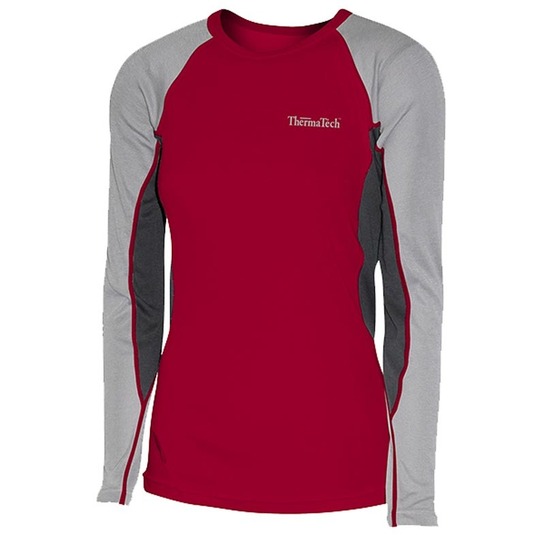 Thermatech Womens Ultra Long Sleeve Thermal Top Red/Grey/Charcoal L