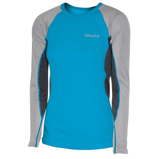 Thermatech Womens Ultra Long Sleeve Thermal Top Turquoise/Grey/Charcoal XL