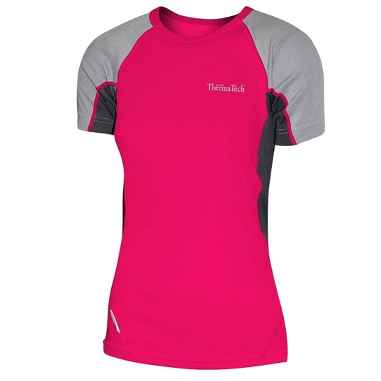 Thermatech Womens Ultra Short Sleeve Baselayer T-Shirt Melon/Grey/Charcoal XS