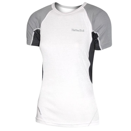 Thermatech Womens Ultra Short Sleeve Baselayer T-Shirt White/Grey/Charcoal S